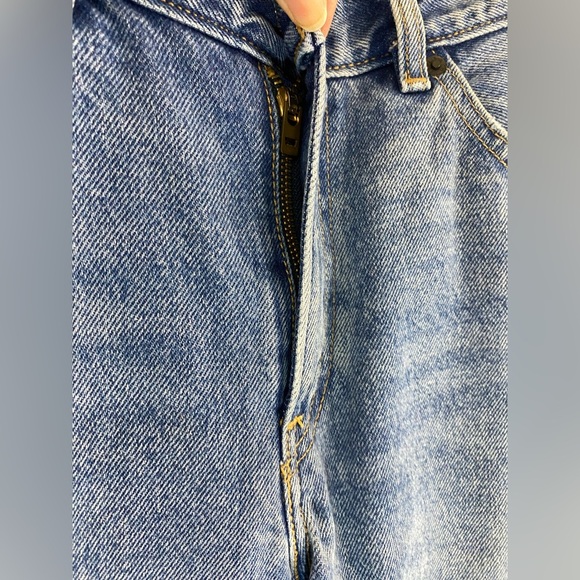 Levi's 505 Women’s Sz 29 Straight Leg Distressed Raw Hem Orange Tab Blue Jeans - Picture 6 of 11